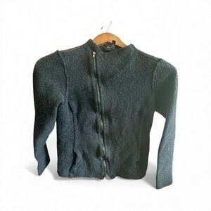 Eileen Fisher Charcoal Zipper Cardigan kids size large
